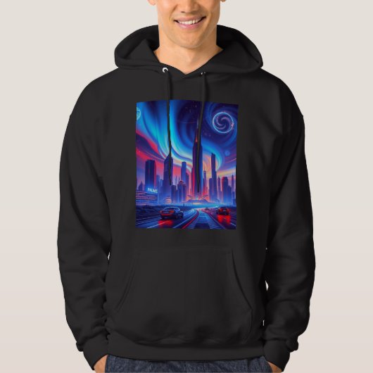 Futuristische Stadt Herren Hoodie (Vorderseite)