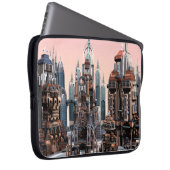 Futuristische Stadt Laptopschutzhülle (Vorne Rechts)