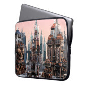 Futuristische Stadt Laptopschutzhülle (Vorderseite Links)