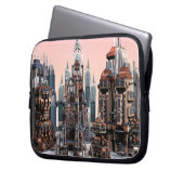 Futuristische Stadt Laptopschutzhülle (Vorderseite Links)