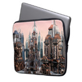 Futuristische Stadt Laptopschutzhülle (Vorderseite Links)