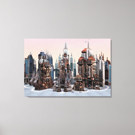 Futuristische Stadt Leinwanddruck (Vorderseite)