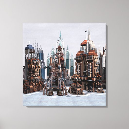 Futuristische Stadt Leinwanddruck (Vorderseite)