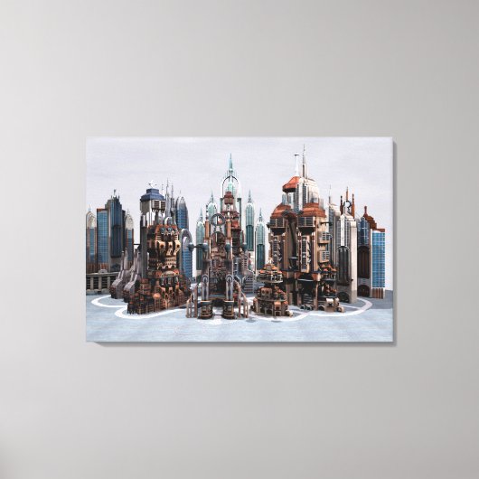 Futuristische Stadt Leinwanddruck (Vorderseite)