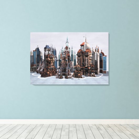 Futuristische Stadt Leinwanddruck (Insitu (Holzboden))