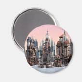 Futuristische Stadt Magnet (Vorderseite/Rückseite)