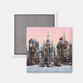 Futuristische Stadt Magnet (Vorderseite/Rückseite)