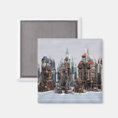 Futuristische Stadt Magnet (Vorderseite/Rückseite)