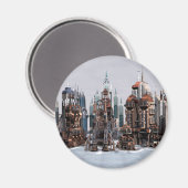 Futuristische Stadt Magnet (Vorderseite/Rückseite)