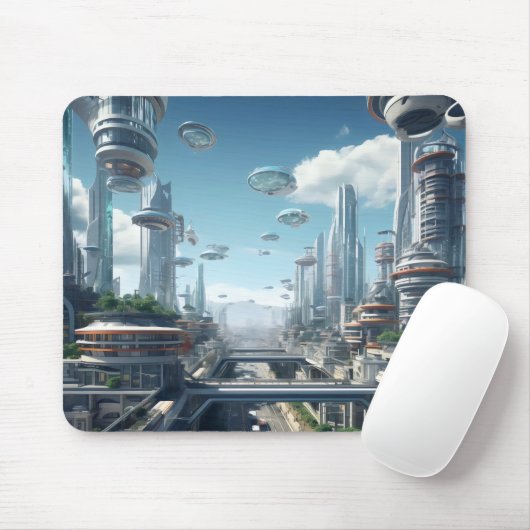 Futuristische Stadt Mousepad (Mit Mouse)