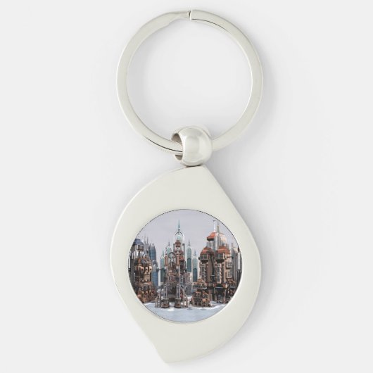 Futuristische Stadt Schlüsselanhänger (Vorderseite)