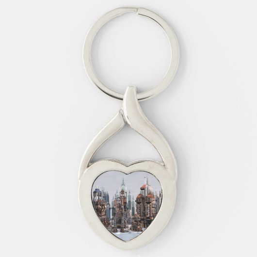 Futuristische Stadt Schlüsselanhänger (Vorderseite)