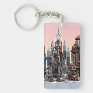 Futuristische Stadt Schlüsselanhänger