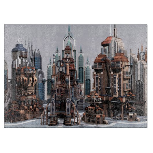 Futuristische Stadt Schneidebrett (Vorderseite)