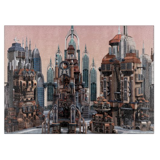 Futuristische Stadt Schneidebrett (Vorderseite)