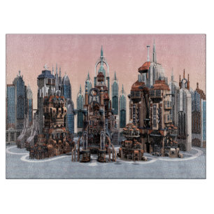 Futuristische Stadt Schneidebrett