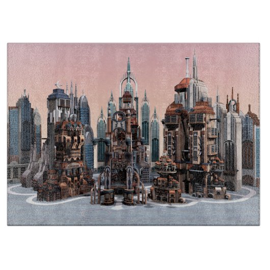 Futuristische Stadt Schneidebrett (Vorderseite)