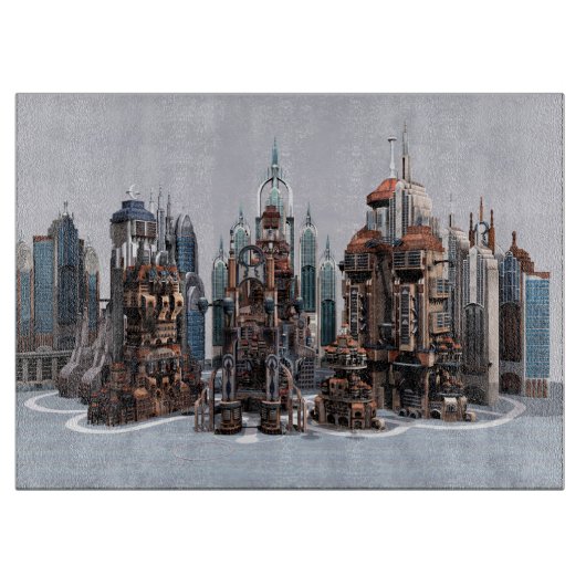Futuristische Stadt Schneidebrett (Vorderseite)
