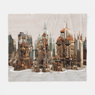 Futuristische Stadt Sci-Fi Fleecedecke
