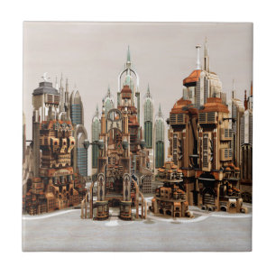 Futuristische Stadt Sci-Fi Fliese