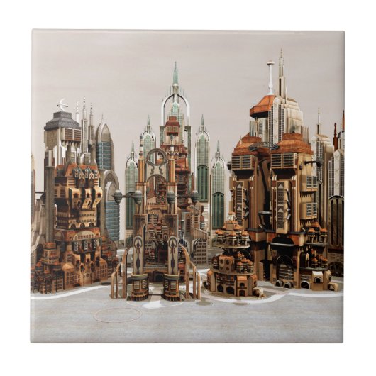 Futuristische Stadt Sci-Fi Fliese (Vorderseite)