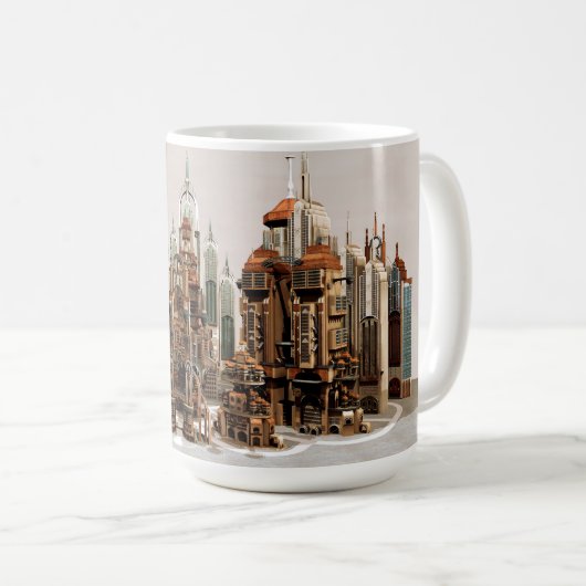 Futuristische Stadt Sci-Fi Kaffeetasse (VorderseiteRechts)