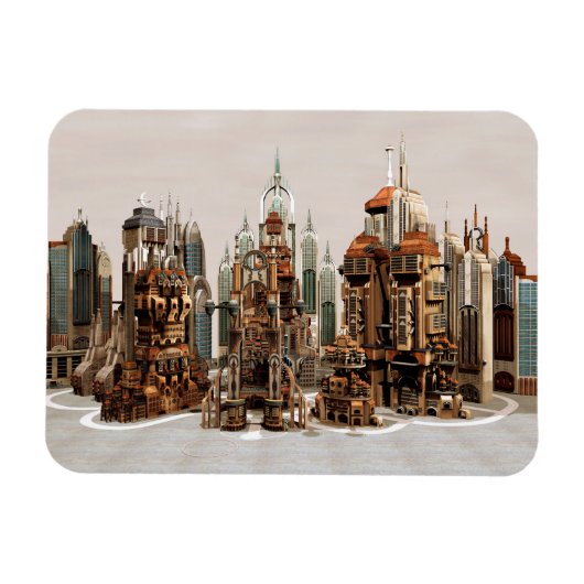 Futuristische Stadt Sci-Fi Magnet (Horizontal)