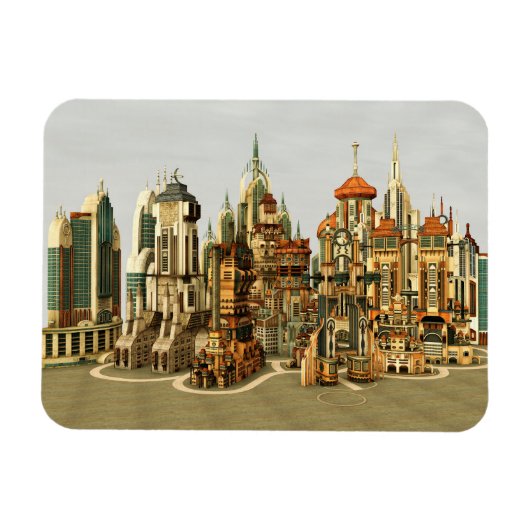 Futuristische Stadt Sci-Fi Magnet (Horizontal)