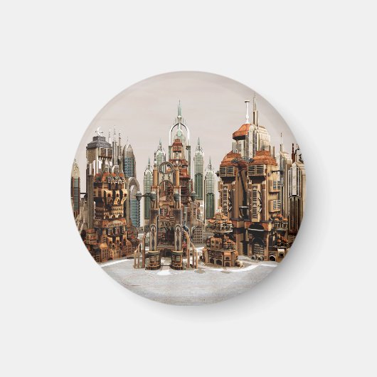 Futuristische Stadt Sci-Fi Magnet (Vorne)