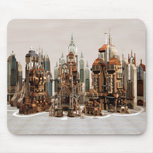 Futuristische Stadt Sci-Fi Mousepad (Vorne)
