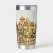 Futuristische Stadt Sci-Fi Thermobecher (Rückseite)