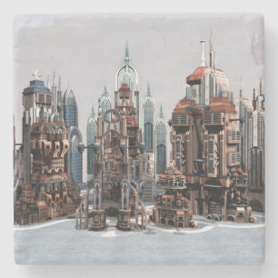 Futuristische Stadt Steinuntersetzer