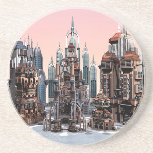 Futuristische Stadt Untersetzer (Vorne)