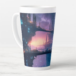 Futuristische Stadtlandschaft bei Dämmerung Milchtasse
