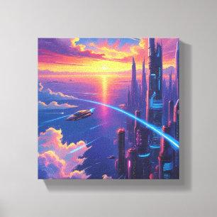 Futuristische Stadtlandschaft Leinwanddruck