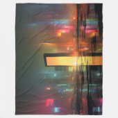 Futuristische Stadtlandschaft mit Neonreflexionen Fleecedecke (Vorderseite)
