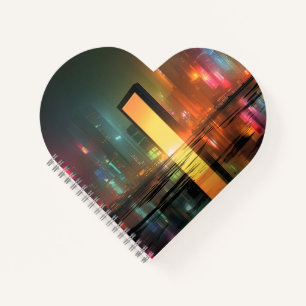 Futuristische Stadtlandschaft mit Neonreflexionen Notizblock