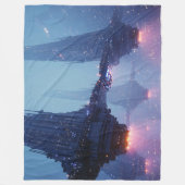 Futuristische Stadtlandschaft mit schwebenden Stru Fleecedecke (Vorderseite)