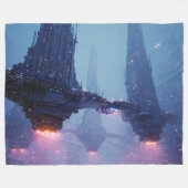 Futuristische Stadtlandschaft mit schwebenden Stru Fleecedecke (Vorderseite (Horizontal))