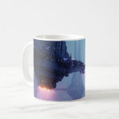 Futuristische Stadtlandschaft mit schwebenden Stru Kaffeetasse (Vorderseite Links)