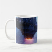 Futuristische Stadtlandschaft mit schwebenden Stru Kaffeetasse (Links)
