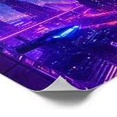 Futuristische Stadtumgebung in der Nacht Poster (Ecke)