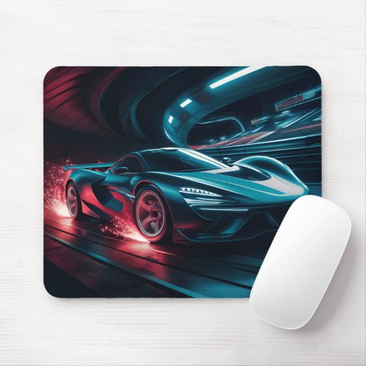 Futuristische Supercar Neon Tunnel Mouse Pad Mousepad (Mit Mouse)