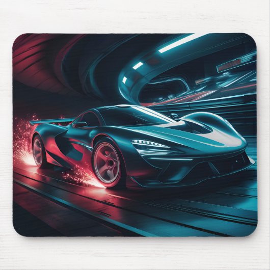 Futuristische Supercar Neon Tunnel Mouse Pad Mousepad (Vorne)