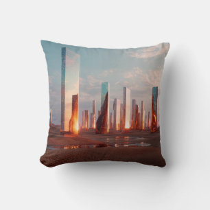 Futuristische surrealistische Spiegel-Türme in der Kissen