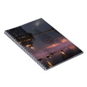 Futuristische Türme über dem Hafen schweben Notizblock (Rechte Seite)