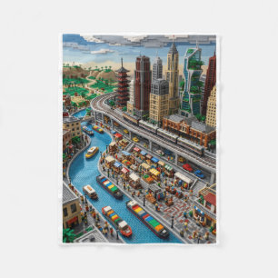 Futuristische urbane Straßenfluss- und Zug-Stadtla Fleecedecke