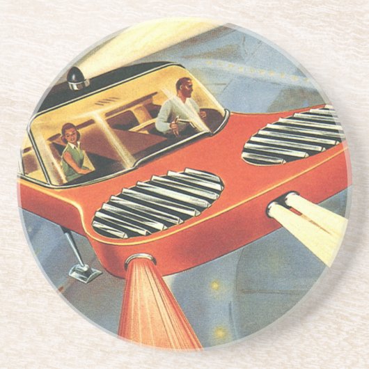Futuristische Vintage Science Fiction Getränkeuntersetzer (Vorne)