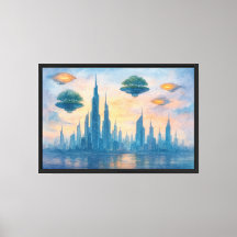 Futuristische Wasserfarbe Stadt Skyline