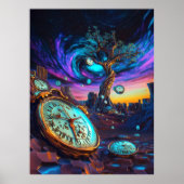 Futuristische Zeitdämmung - surrealer Neontraum Poster (Vorne)